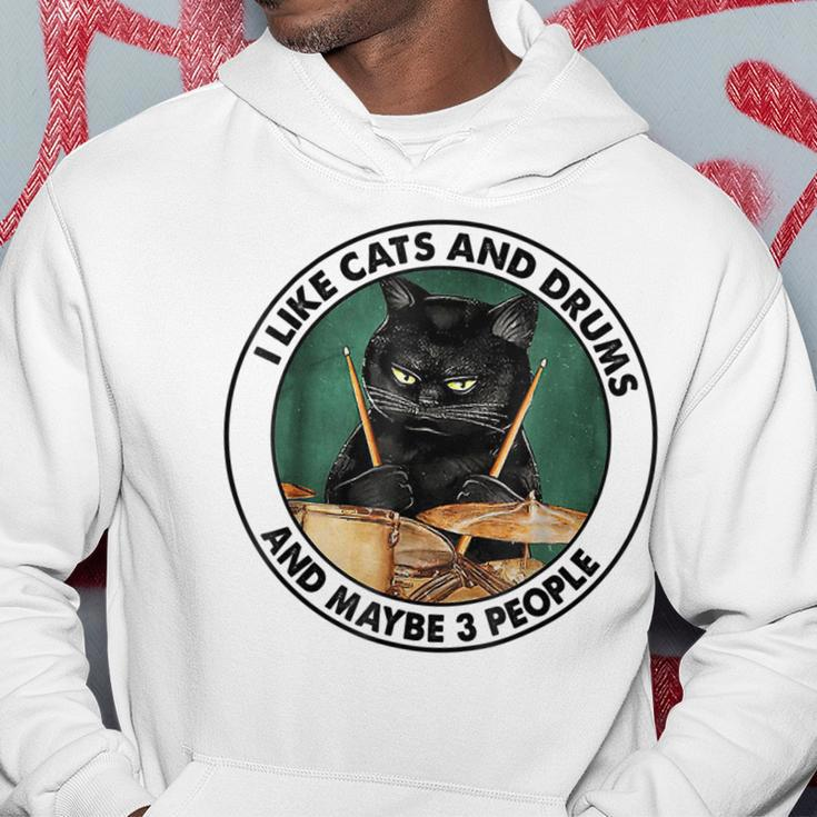 I Like Cats And Drums And Maybe 3 People Black Cats Lovers Hoodie Funny Gifts