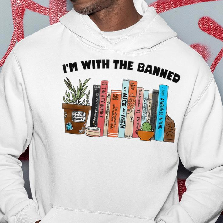 Im With The Banned Love Reading Books Outfit For Bookworms Hoodie Unique Gifts