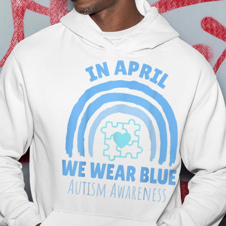 In April We Wear Blue Autism Awareness Month Puzzle Hoodie | Mazezy