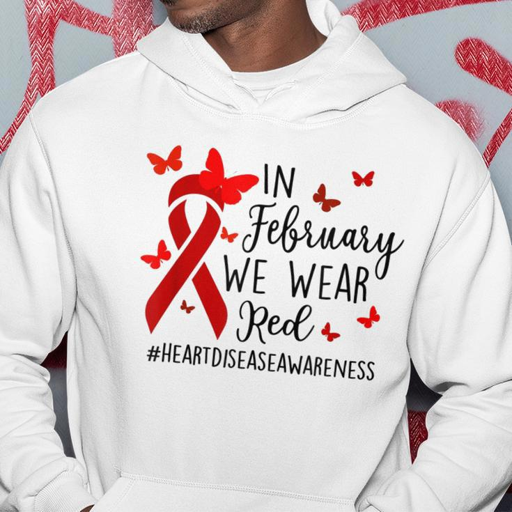 In February We Wear Red Heart Disease Awareness Month Hoodie Funny Gifts