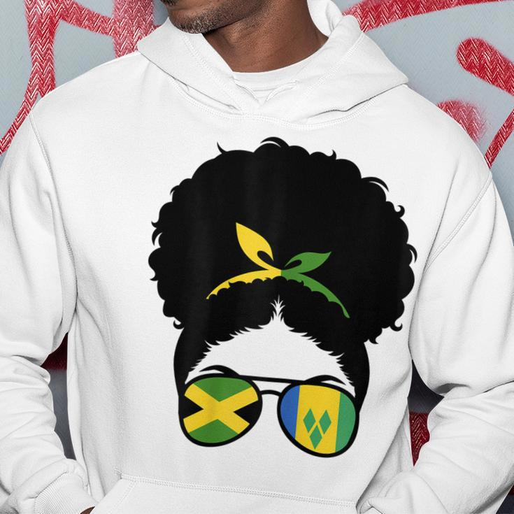 Jamaica And St Vincent Mix Afro Bun Half Vincentian Jamaican Hoodie Unique Gifts
