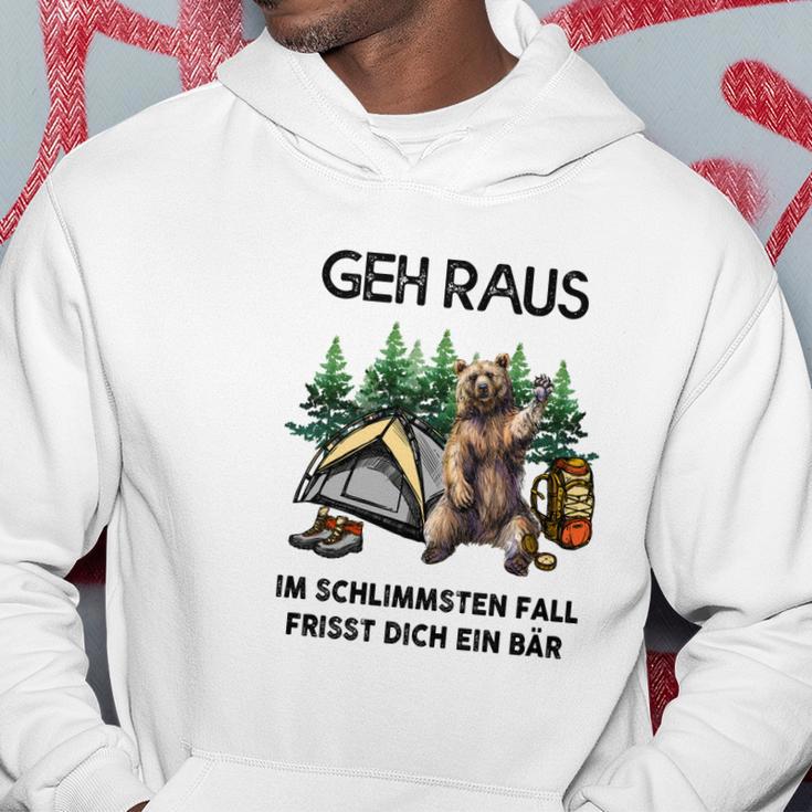 Lustiges Camping Hoodie Geh Raus, frisst dich ein Bär, Spruch Tee Lustige Geschenke