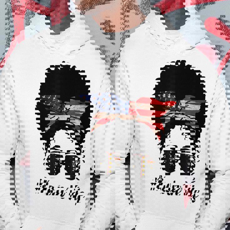Marine Life Marine Military Wife Messy Bun Black Womens Hoodie Unique Gifts