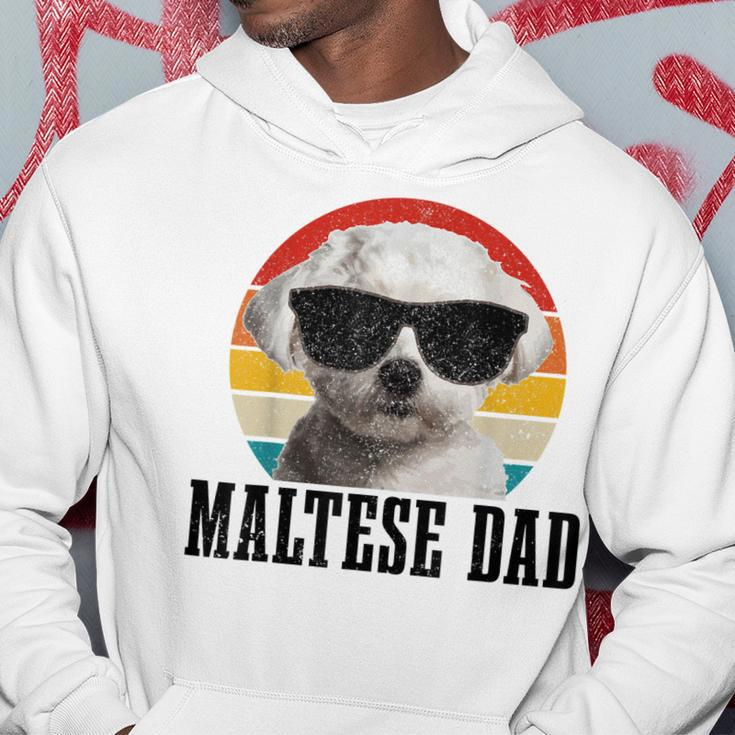 Mens Maltese Dad Retro Vintage Dog Funny Maltese Dad Hoodie Funny Gifts