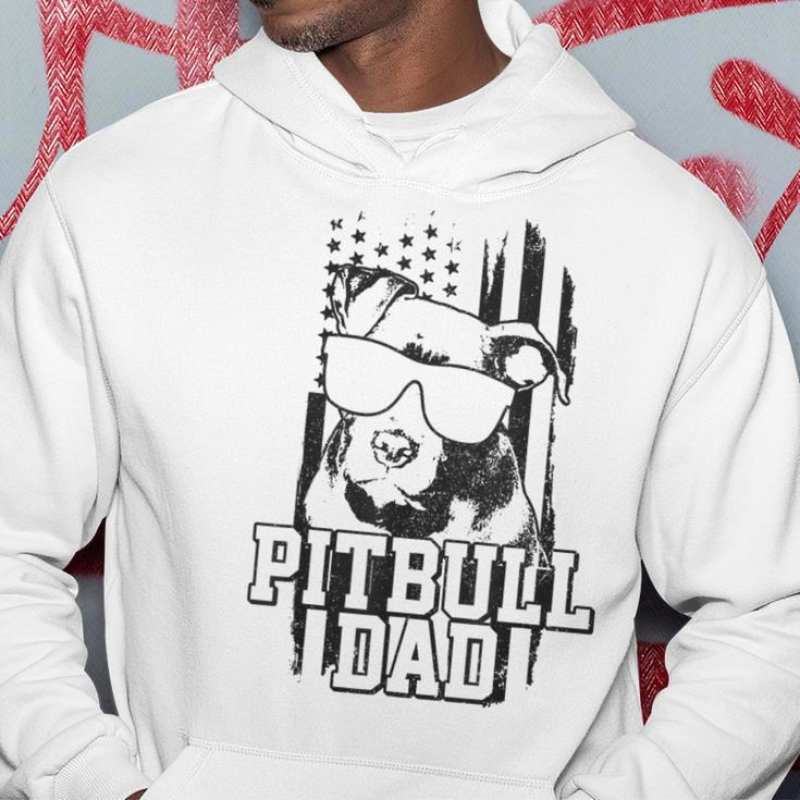 Mens Pitbull Dad American Flag Patriotic Dog Lover Funny Gift Men Hoodie Graphic Print Hooded Sweatshirt Funny Gifts