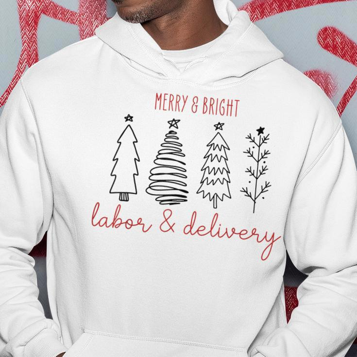 Merry Xmas Bright Christmas Labor And Delivery Nurse Men Hoodie Graphic Print Hooded Sweatshirt Funny Gifts