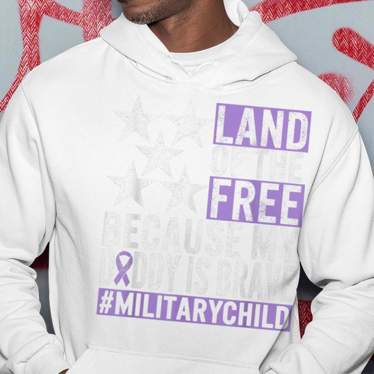 Military Child Month Purple Up Land Of The Free Daddy Brave Hoodie Unique Gifts