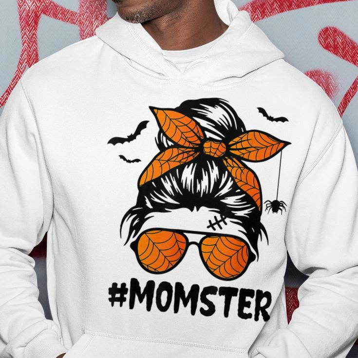 Momster For Women Halloween Mom Messy Bun Leopard  Men Hoodie Graphic Print Hooded Sweatshirt Personalized Gifts