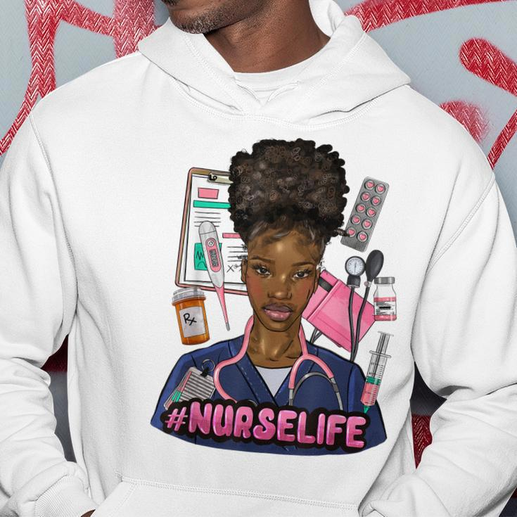 Nurse Life Messy Bun Afro Medical Assistant African American Hoodie Funny Gifts