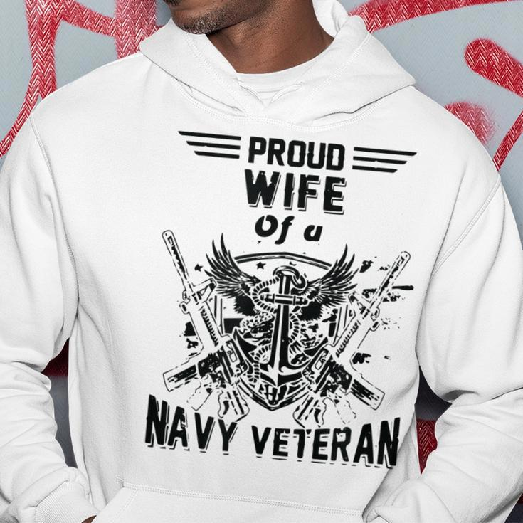 Proud Wife Of A Navy Veteran American Flag Military Gift Hoodie Unique Gifts