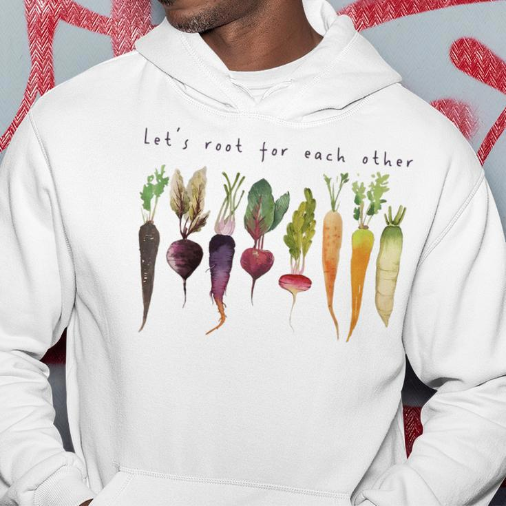 Retro Lets Root For Each Other Cute Veggie Funny Vegan Hoodie Personalized Gifts