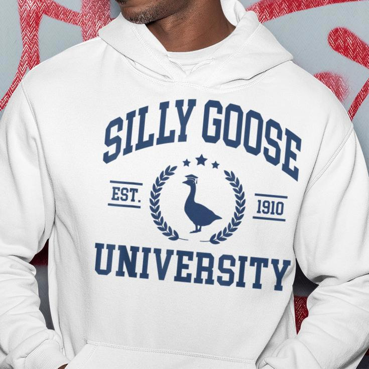 Silly Goose University Funny Goose On The Loose Funny Saying Hoodie Unique Gifts