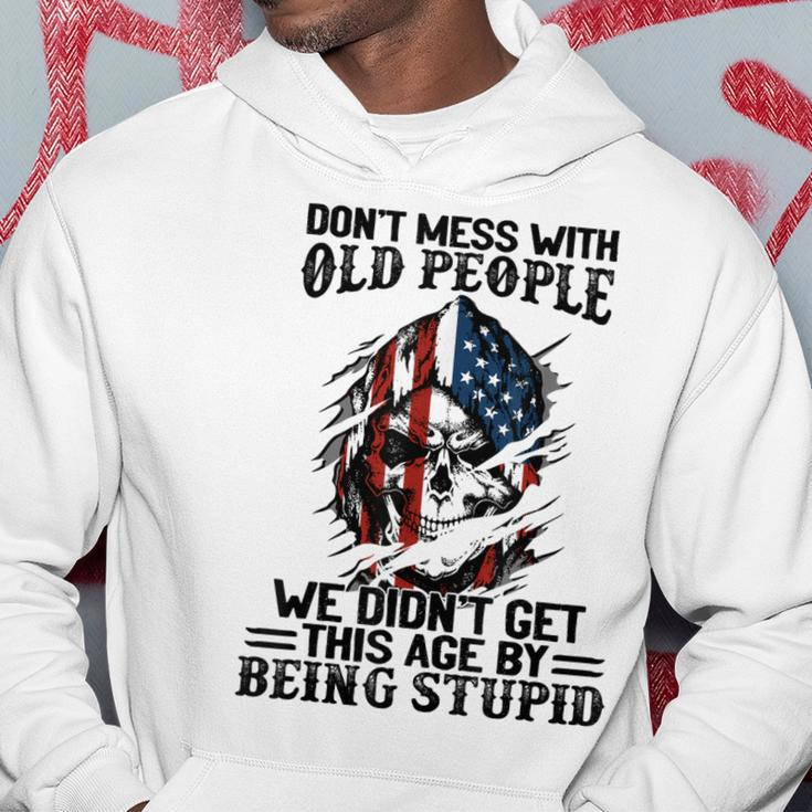 Skull American Flag Dont Mess With Old People We Didnt Hoodie Personalized Gifts
