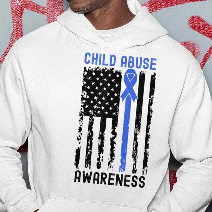 Stop Child Abuse Awareness Blue Ribbon American Flag Hoodie Unique Gifts