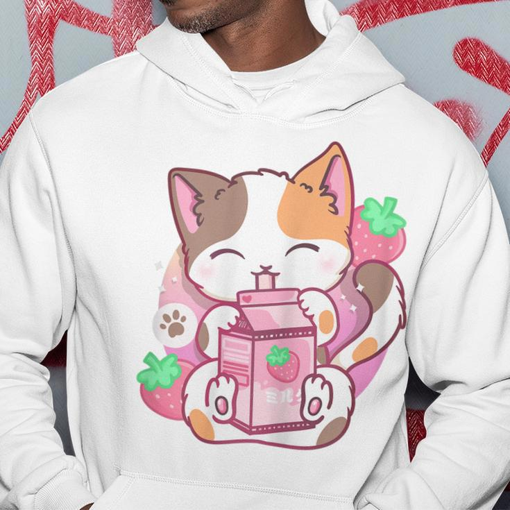Strawberry Shake Strawberry Milk Cat Kawaii Neko Anime Hoodie Funny Gifts