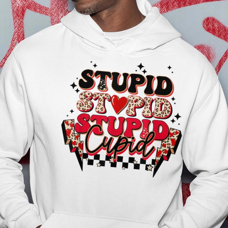 Stupid Cupid Retro Groovy Valentines Day Lightning Bolt Hoodie Funny Gifts