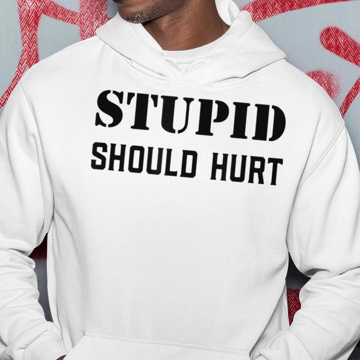 Stupid Should Hurt Sarcastic Dad Humor Joke Military Veteran Men Hoodie Graphic Print Hooded Sweatshirt Funny Gifts
