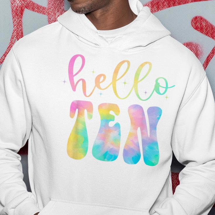 Tie Dye Hello Ten 10 Year Old 10Th Birthday Girl Age 10 Bday Hoodie Unique Gifts