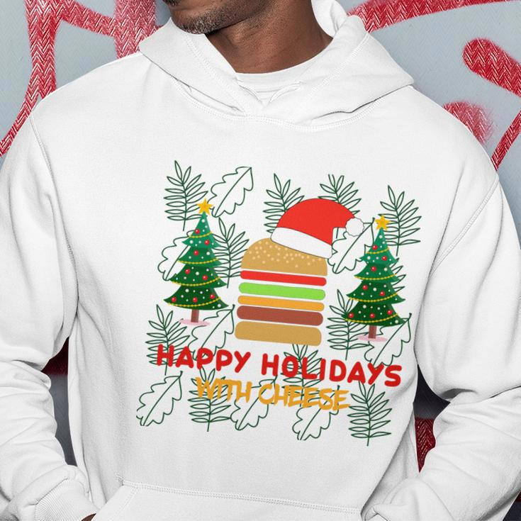Ugly Christmas Sweater Burger Happy Holidays With Cheese V17 Hoodie Unique Gifts