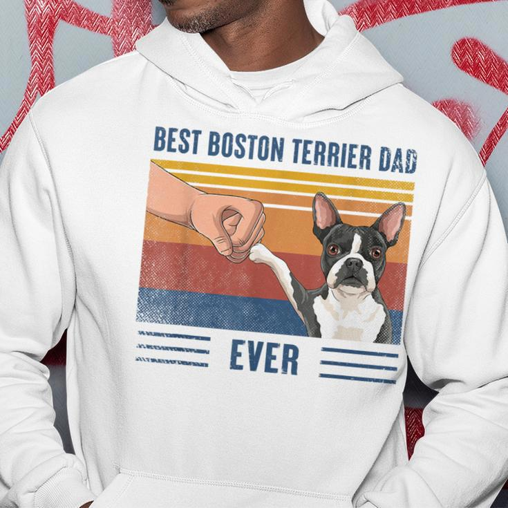Vintage Best Boston Terrier Dad Ever Fist Bump Funny Dog Gift For Mens Hoodie Funny Gifts