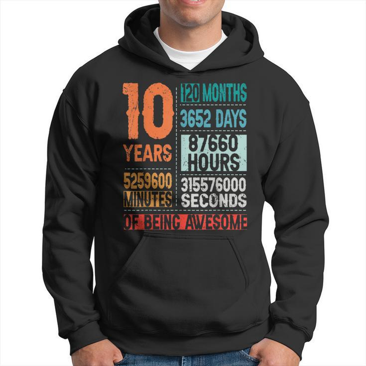 10 Years 120 Months Of Being Awesome 10Th Birthday Countdown  Hoodie