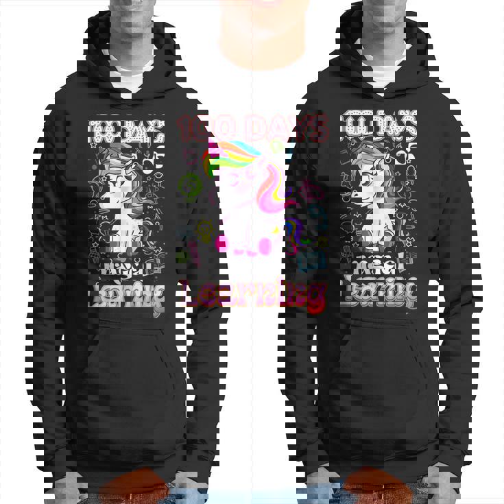 100 Days Of Magical Learning Cute Unicorn Happy 100Th Day Men Hoodie