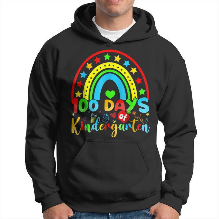 100 Days Of Kindergarten Teacher 100 Days Smarter Rainbow  V2 Hoodie