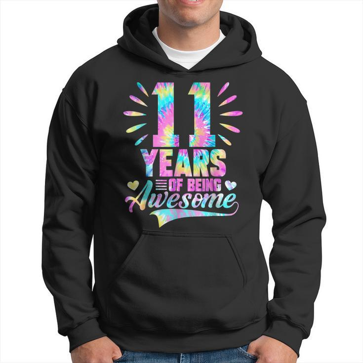 11Th Birthday Gifts Idea Tie Dye 11 Year Of Being Awesome Hoodie