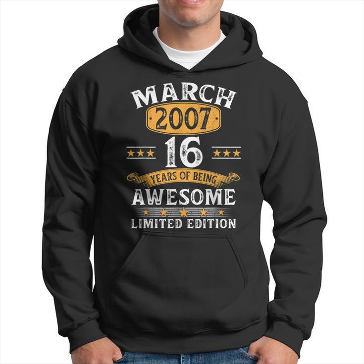 16 Geburtstag Geschenke Mann Frau Jahrgang März 2007 Hoodie