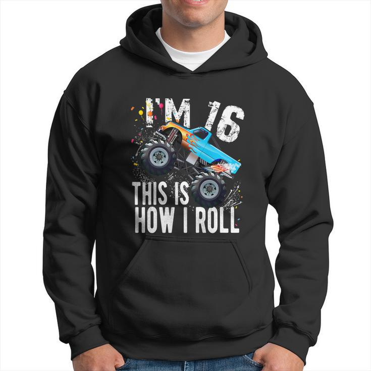 16 Year Old Gift Cool 16Th Birthday Boy Gift For Monster Truck Car Lovers Hoodie