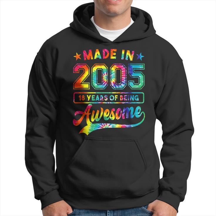 18 Year Old Tie Dye 18Th Birthday Women Girl Awesome 2005  Hoodie