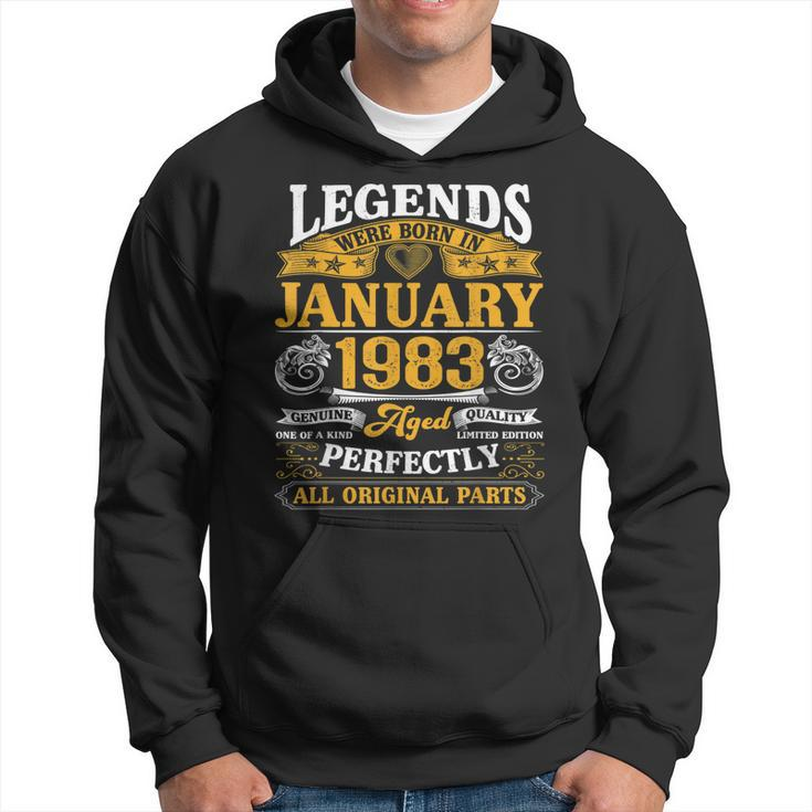 40 Years Old Gift Legends Born In January 1983 40Th Birthday  Men Hoodie Graphic Print Hooded Sweatshirt