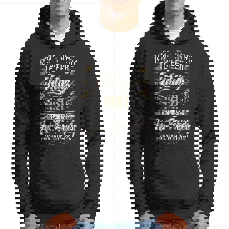 42. Geburtstag Herren Hoodie Vintage 1981 Mann Mythos Legende
