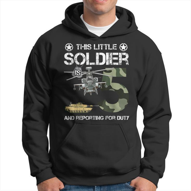 5 Year Old Soldier Camo Army Birthday Themed Military Family  Hoodie