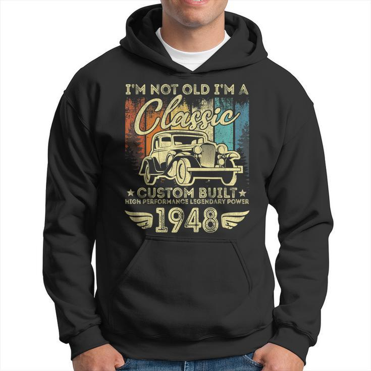 75 Year Old Vintage 1948 Classic Car 75Th Birthday Gifts Men Hoodie Graphic Print Hooded Sweatshirt
