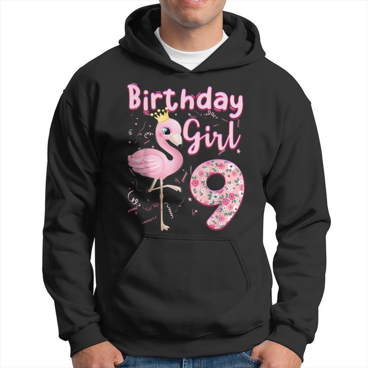 9Th Birthday Girls Flamingo 9 Years Old Tropical Flamingo  V2 Hoodie
