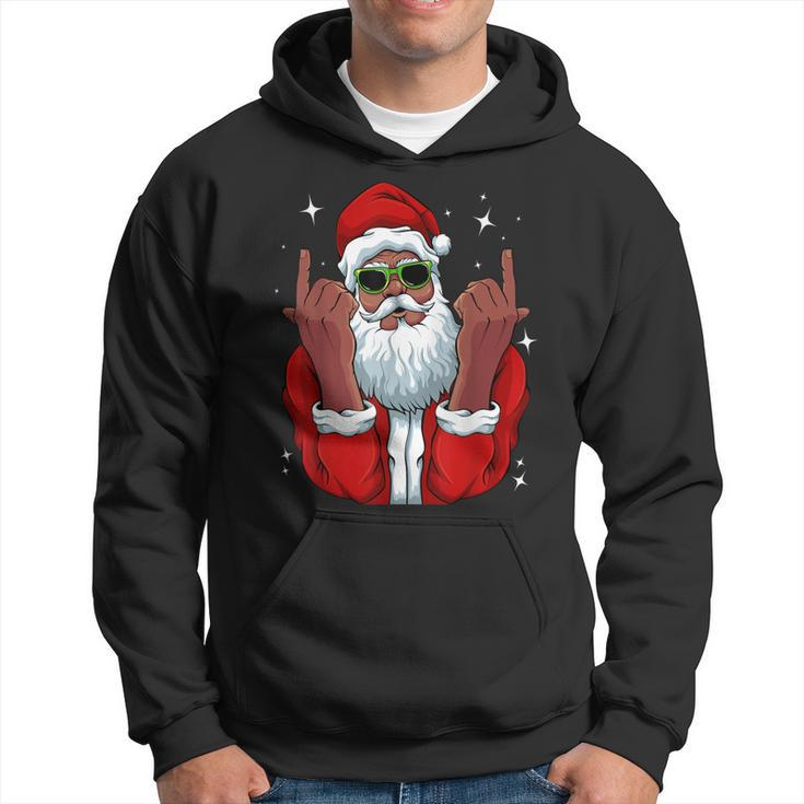 African American Santa Christmas Pajama Cool Black X-Mas  Men Hoodie Graphic Print Hooded Sweatshirt