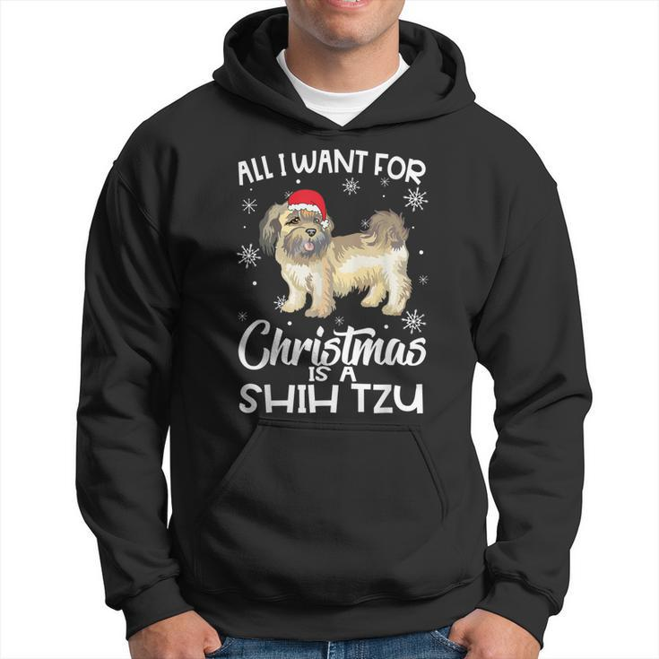 All I Want For Christmas Is A Shih Tzu Dog Lover Gifts Xmas  Men Hoodie Graphic Print Hooded Sweatshirt