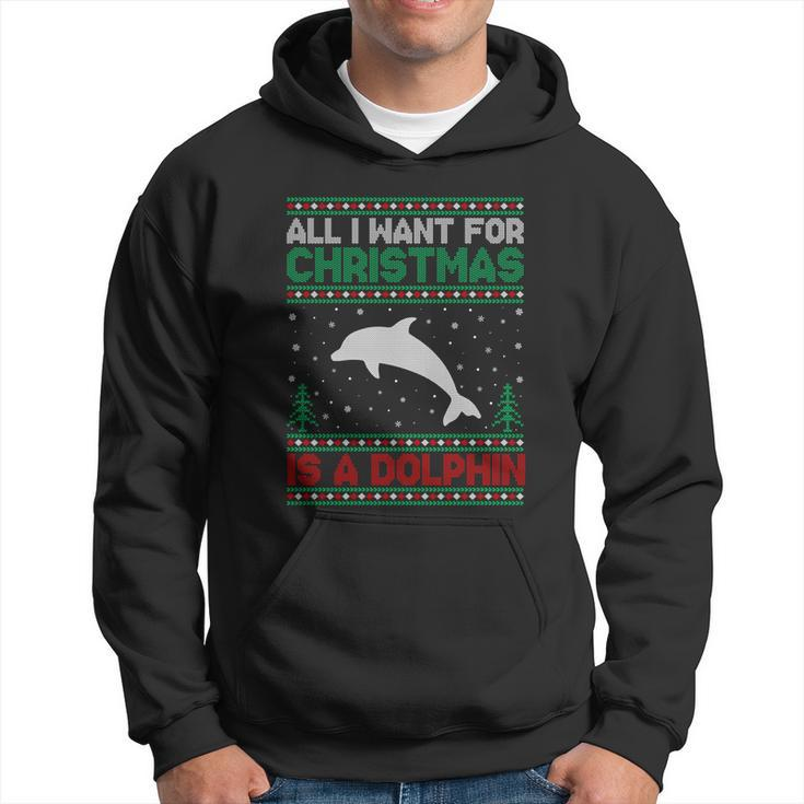 All I Want For Xmas Is A Dolphin Ugly Christmas Sweater Gift Hoodie