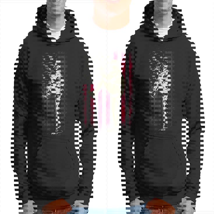 American Flag Pitcher Baseball Apparel - Baseball Hoodie