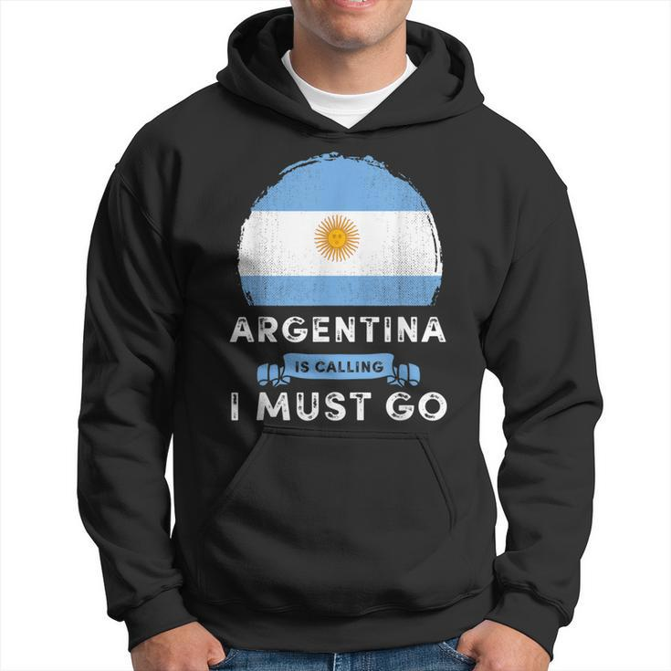 Argentina Is Calling I Must Go Argentina Country Map Flag  Men Hoodie Graphic Print Hooded Sweatshirt