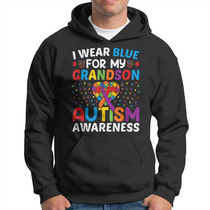 Autism Awareness Grandma Grandpa I Wear Blue For My Grandson Hoodie