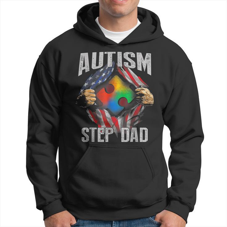 Autism Step Dad American Flag Autism Awareness Hoodie