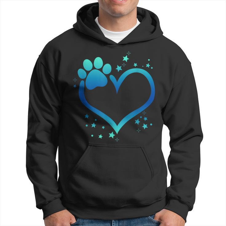 Awesome Blue Paw Print Heart  Dog Cat Animal Lovers  Hoodie