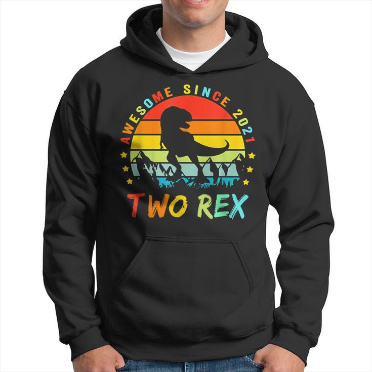 Awesome Since 2021 Two Rex 2Nd Birthday Dinosaur 2 Year Old  Hoodie
