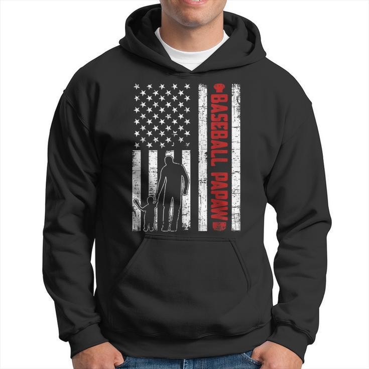 Baseball Papaw Funny American Flag Mens Fathers Day Vintage Hoodie