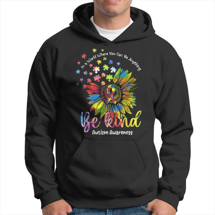 Be Kind Autism Awareness Puzzle Pieces Sunflower Autism Mom  Hoodie