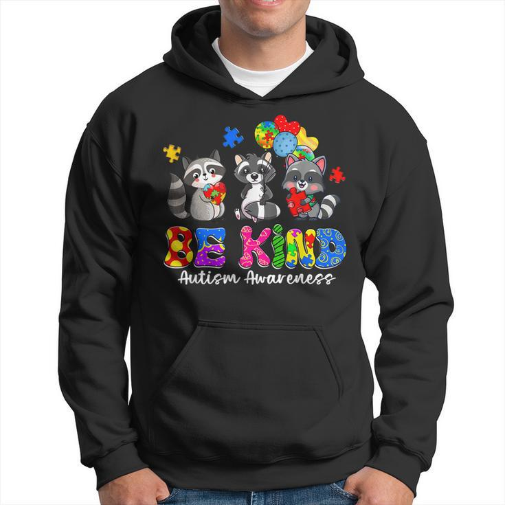 Be Kind Raccoon Puzzle Pieces Funny Autism Awareness Gifts  Hoodie
