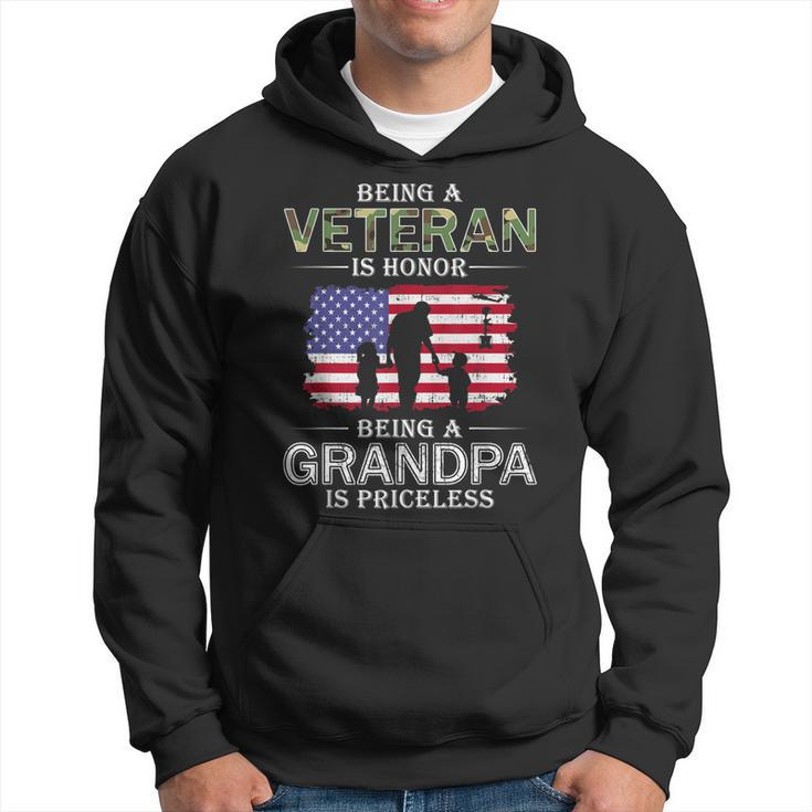 Being A Veteran Is Honor Grandpa Is Priceless-Proud Grandpa  Men Hoodie Graphic Print Hooded Sweatshirt