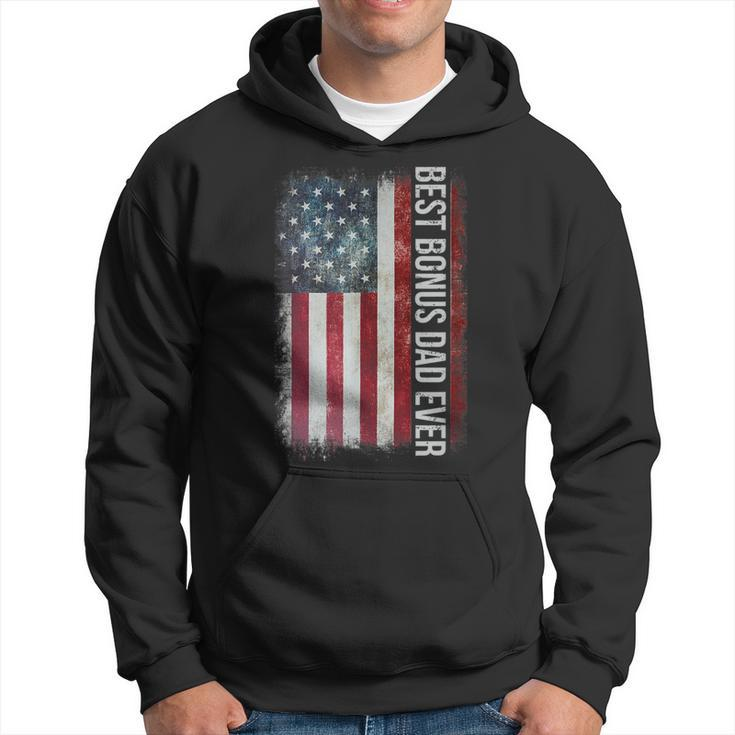 Best Bonus Dad Ever Fathers Day American Flag For Dad Hoodie